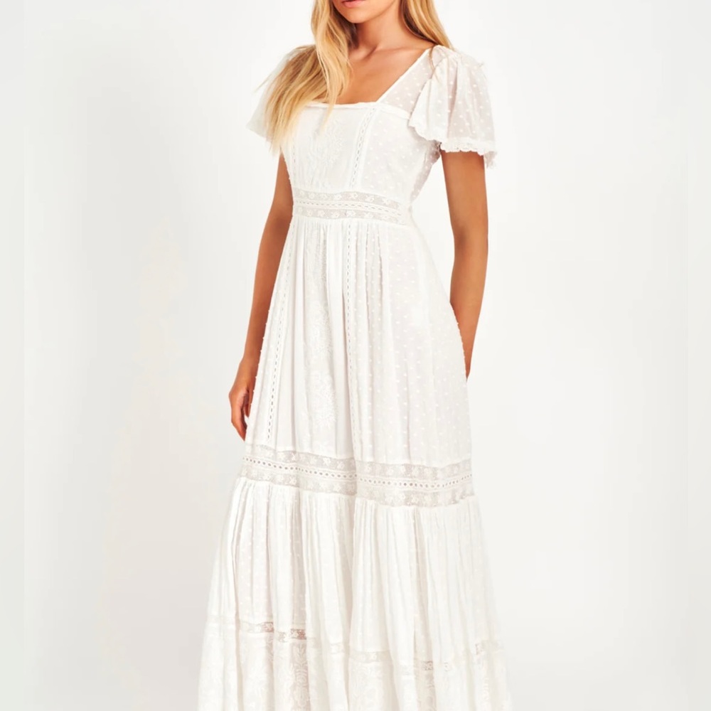 LoveShackFancy White Eyelet Midi Dress - Picture 3 of 8